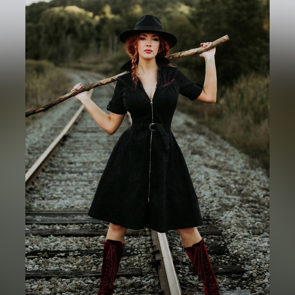 king Kerosin Dresses & Skirts - Retro 50s Rockabilly Black Denim Swing Dress - Greaser Style